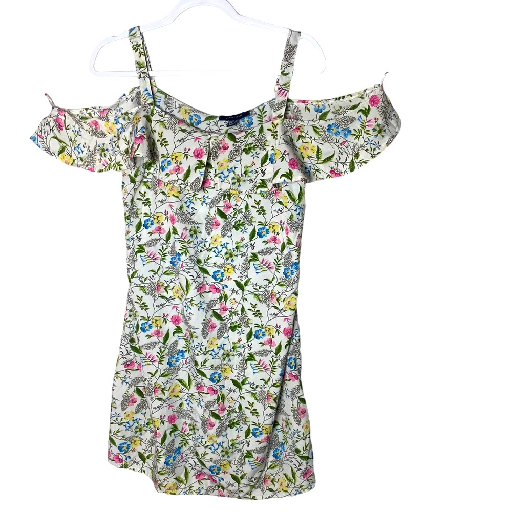 Atmosphere Womens Flared Slip Dress - Cream Floral Cold Shoulder Sz 10‎ Mini